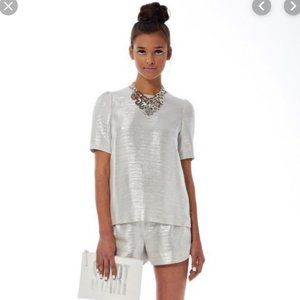 kate spade madison avenue silver top blouse size 4 nwot
